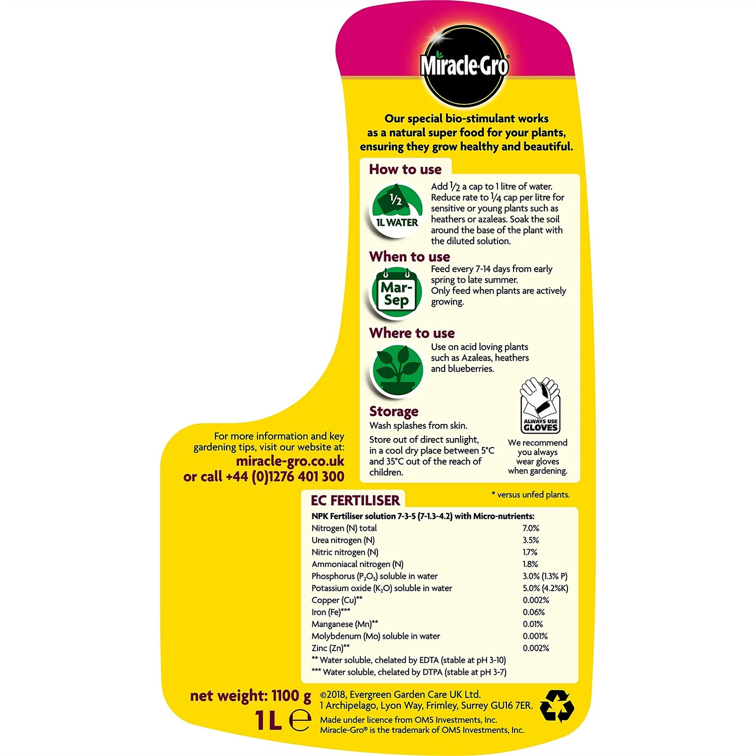 Miracle-Gro Azalea, Camellia & Rhododendron Concentrated Liquid Plant Food - 1L - Image 3