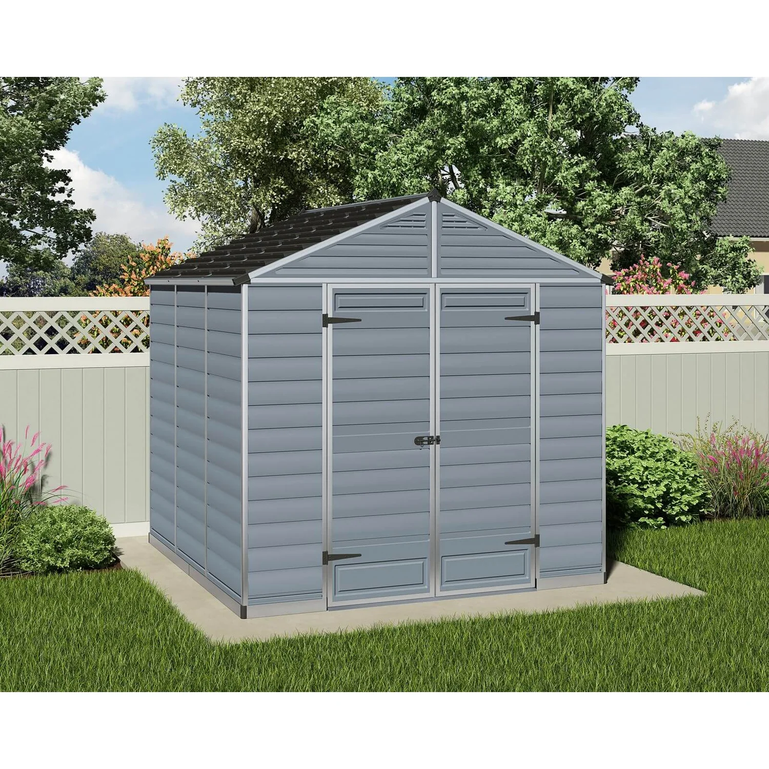 8x8ft Palram SkyLight Dark Grey Apex Shed - Image 2