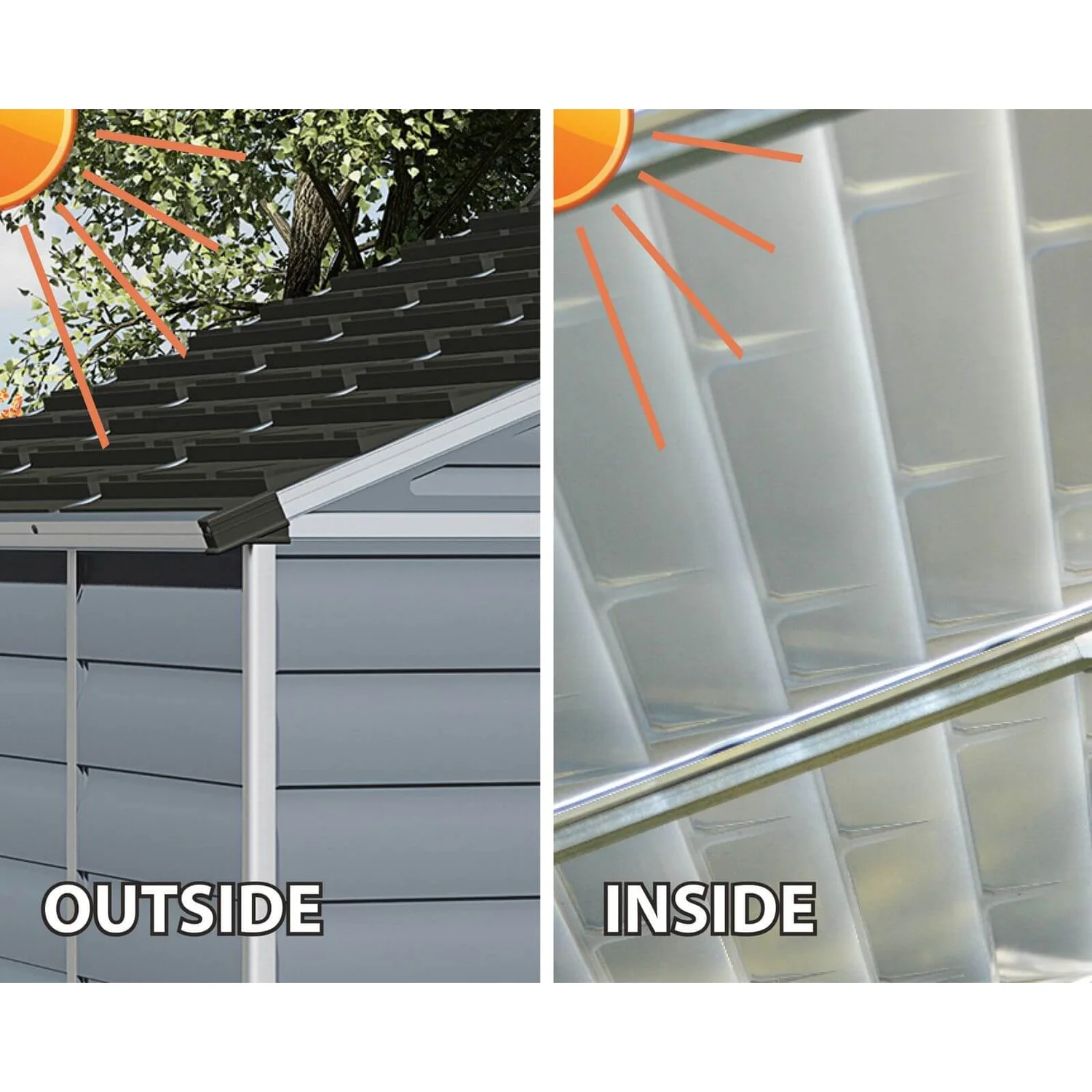 8x8ft Palram SkyLight Dark Grey Apex Shed - Image 3