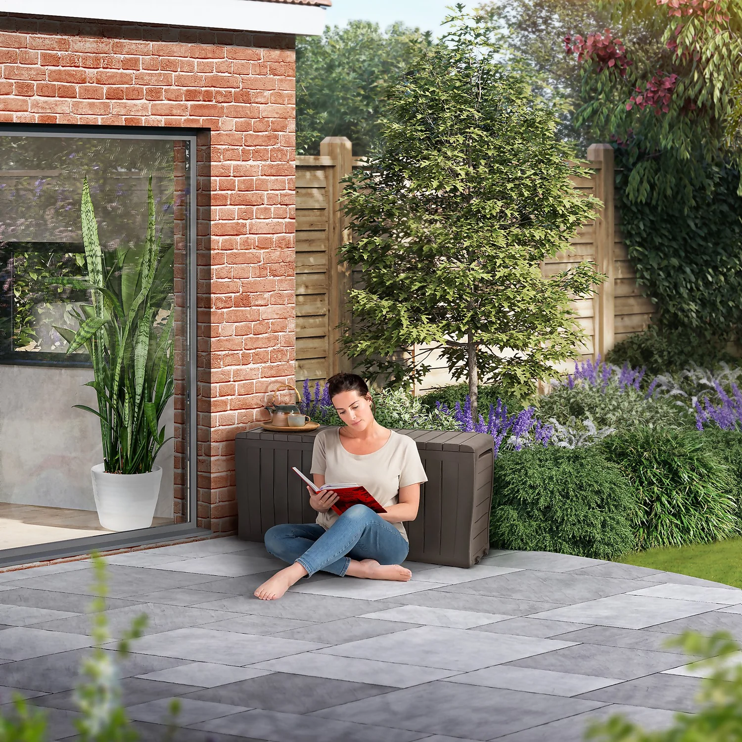 Keter Marvel Plus Outdoor Garden Storage Box 270L - Brown - Image 5