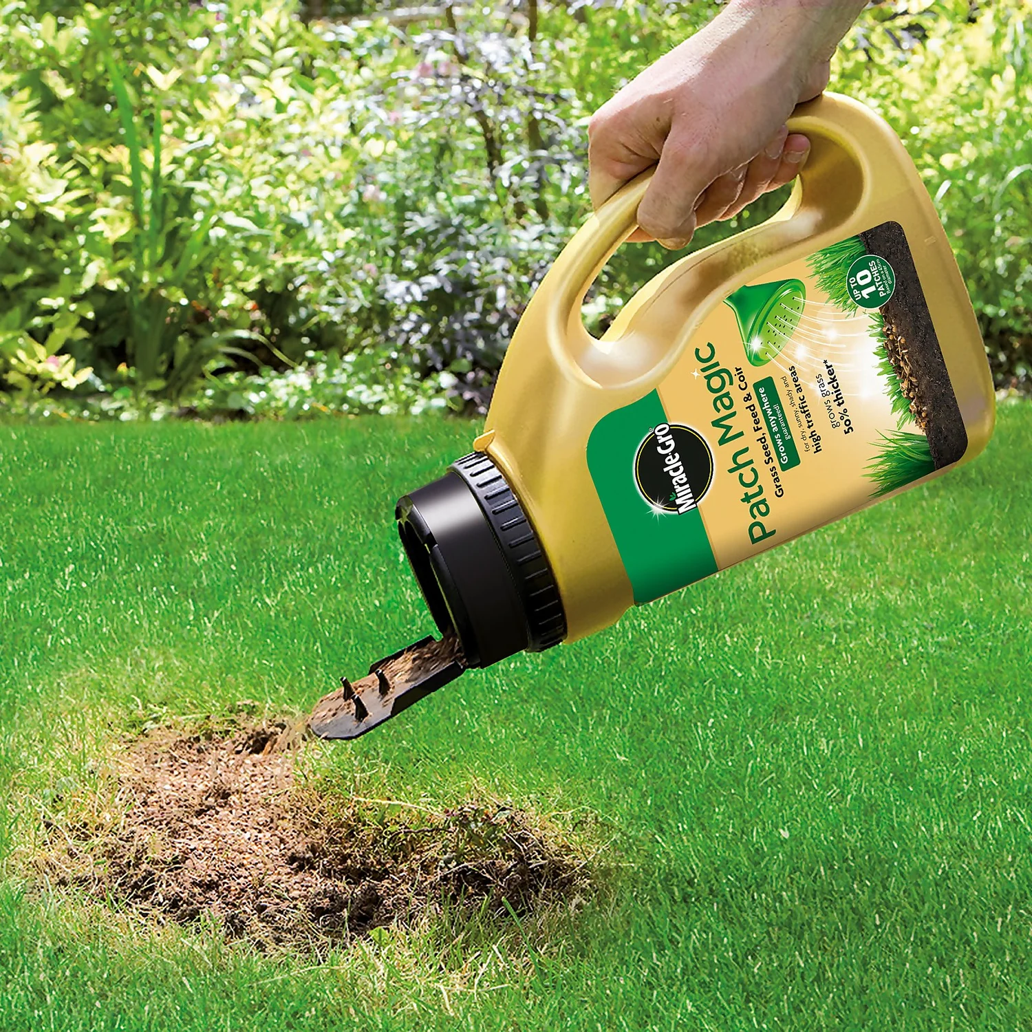 Miracle-Gro Patch Magic Grass Seed, Feed & Coir - 10 Patch Jug - Image 2