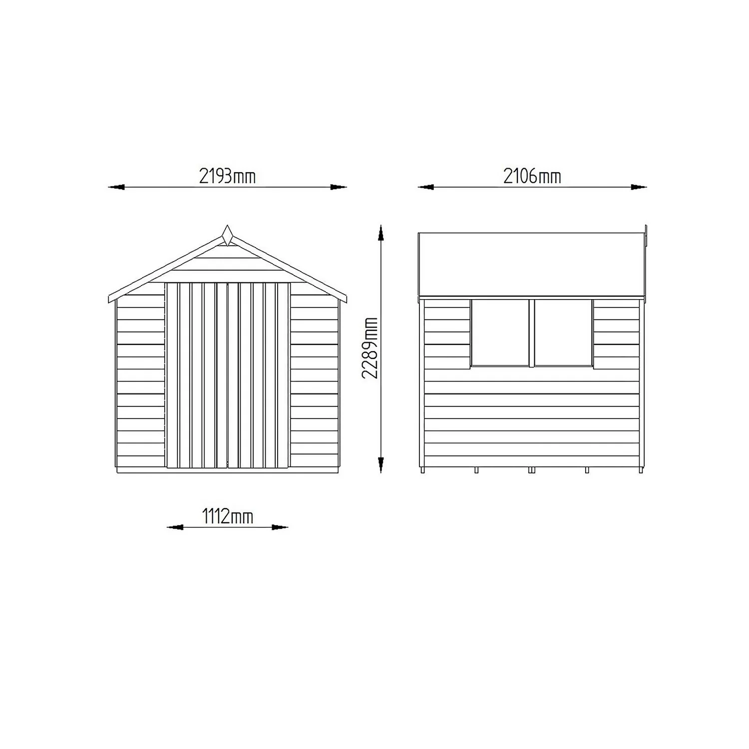 7x7ft Forest Wooden Overlap Pressure Treated Apex Shed -incl. Installation - Image 9