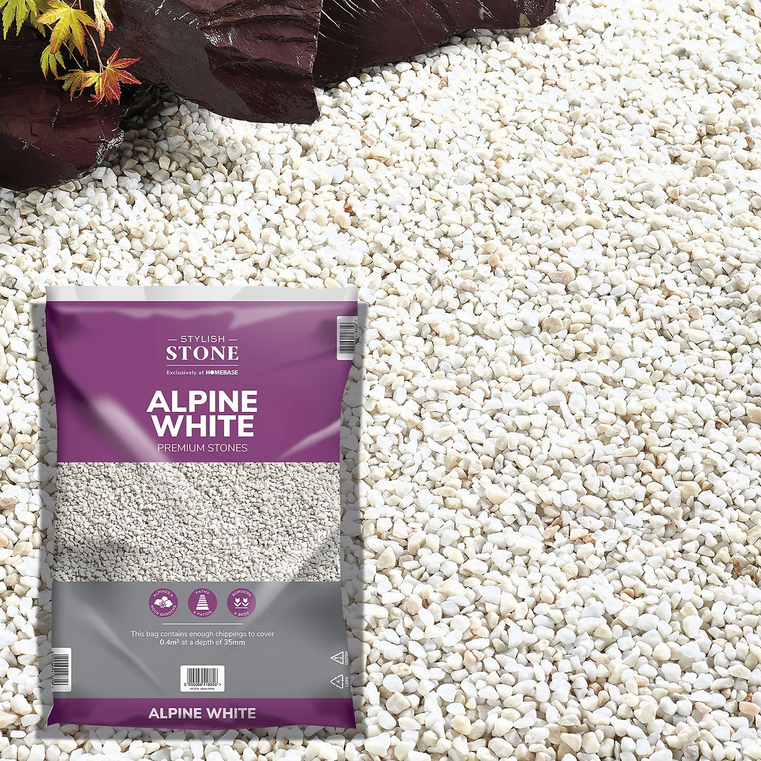 Stylish Stone Premium Alpine White Chippings - Large Pack - 19kg