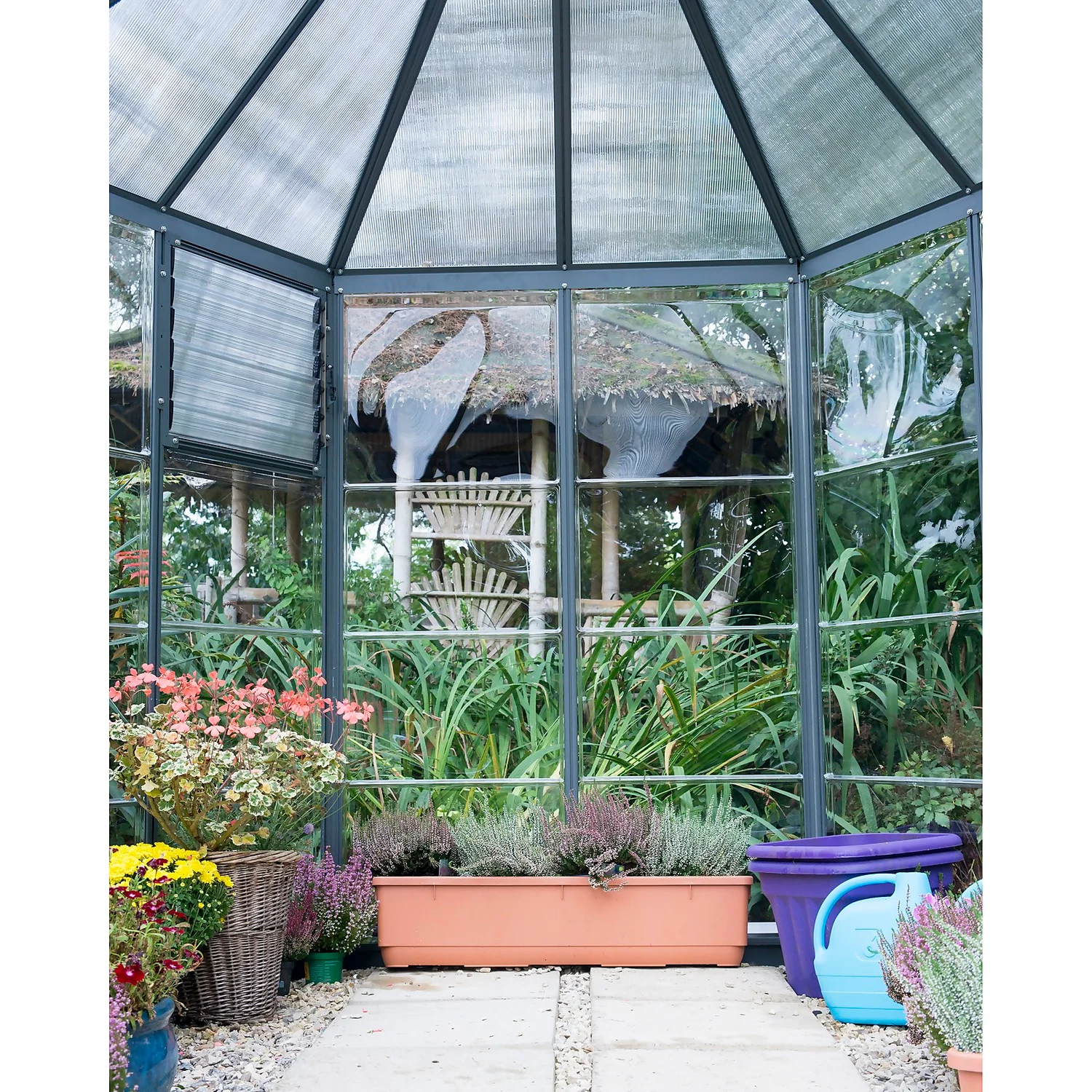 Palram 8ft Canopia Oasis Hexagonal Greenhouse - Grey - Image 4