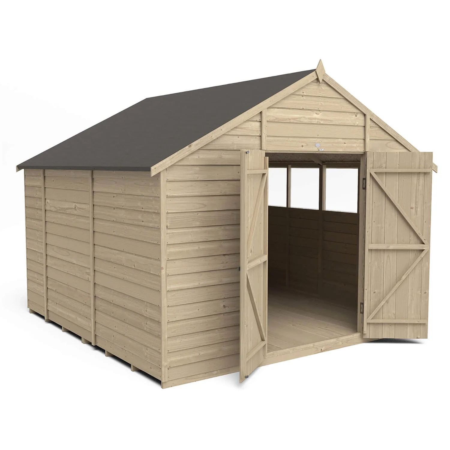 Forest 10 X 10ft Overlap Pressure Treated Double Door Apex Shed - Image 4