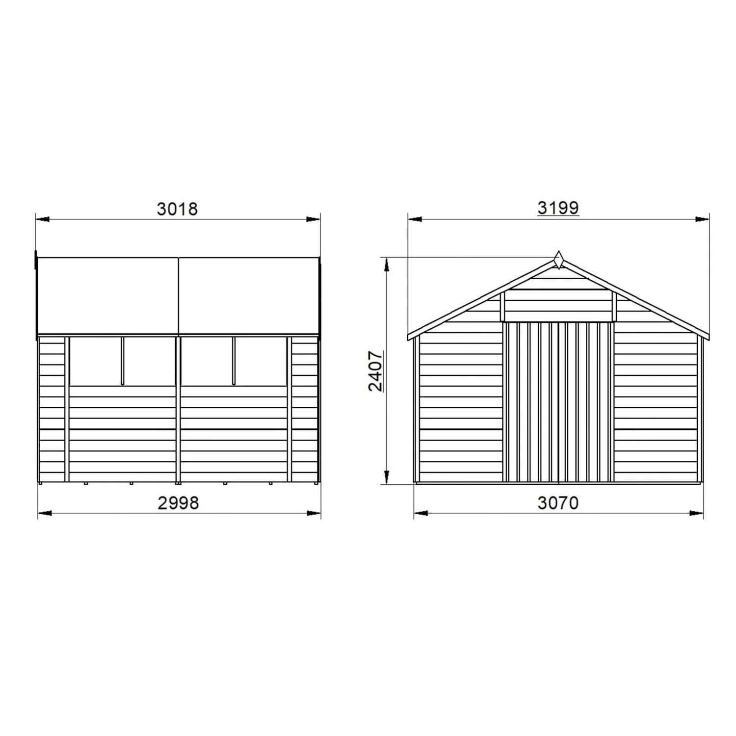 Forest 10 X 10ft Overlap Pressure Treated Double Door Apex Shed - Image 9