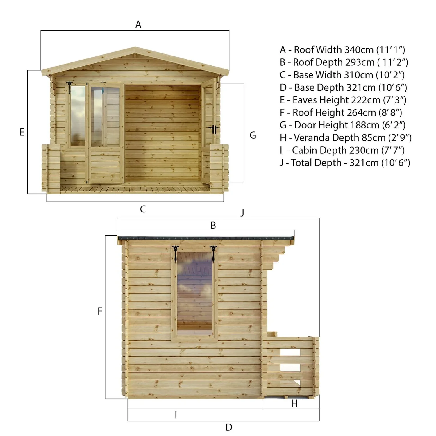 Mercia (Installation Included) 3.3x3.4m Sherwood 19mm Log Cabin - Image 9