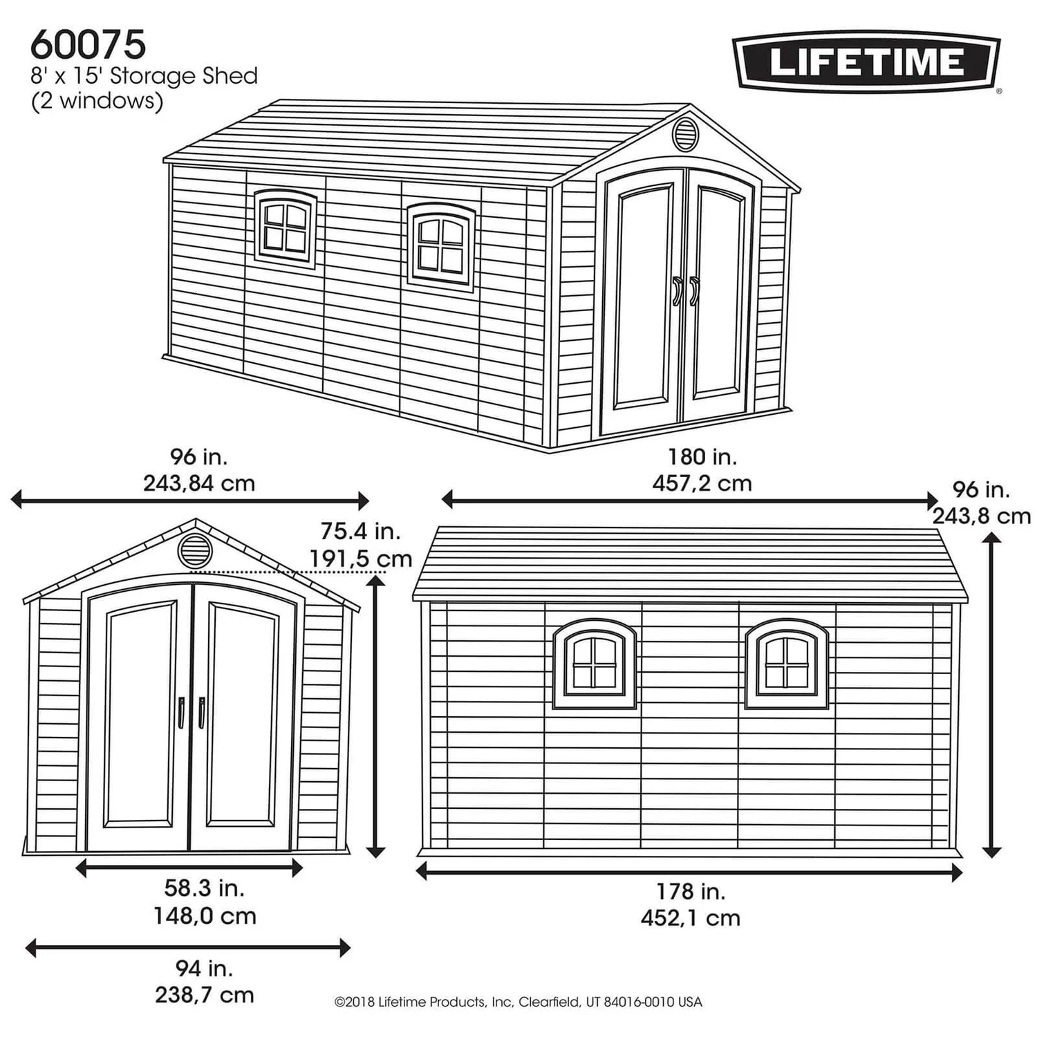 Lifetime 8 X 15ft Outdoor Storage Shed - Image 7