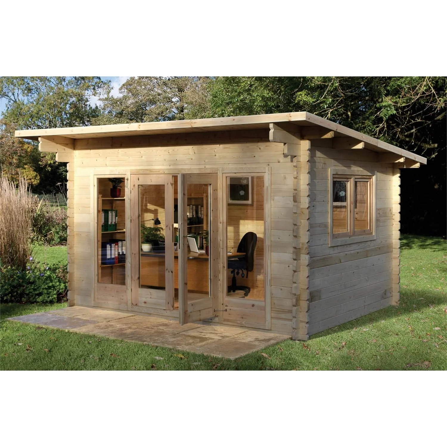 Forest Melbury 4.0m X 3.0m Log Cabin Double Glazed 24kg Polyester Felt, Plus Underlay - Image 2