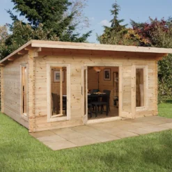 Forest Mendip 5.0m X 4.0m Log Cabin Double Glazed, 34kg Polyester Felt, Plus Underlay