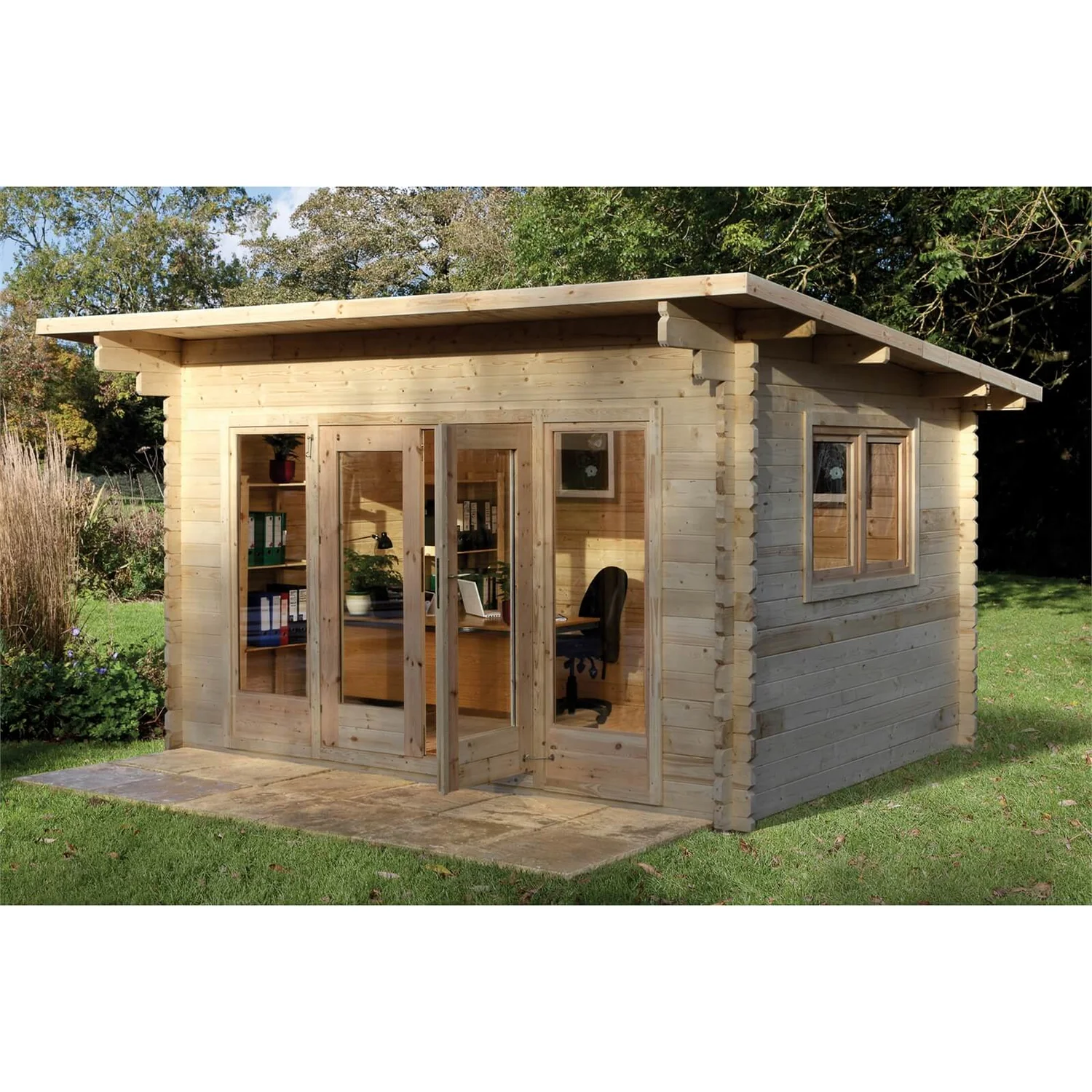 Forest Melbury 4.0m X 3.0m Log Cabin Single Glazed 24kg Polyester Felt, No Underlay - Installation Included - Image 3