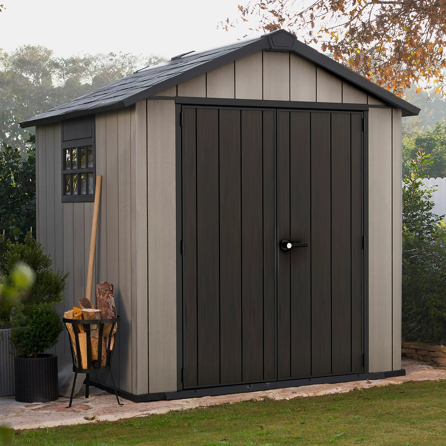 Keter Oakland 7.5 X 7ft Outdoor Garden Apex Storage Shed - Grey - Image 2