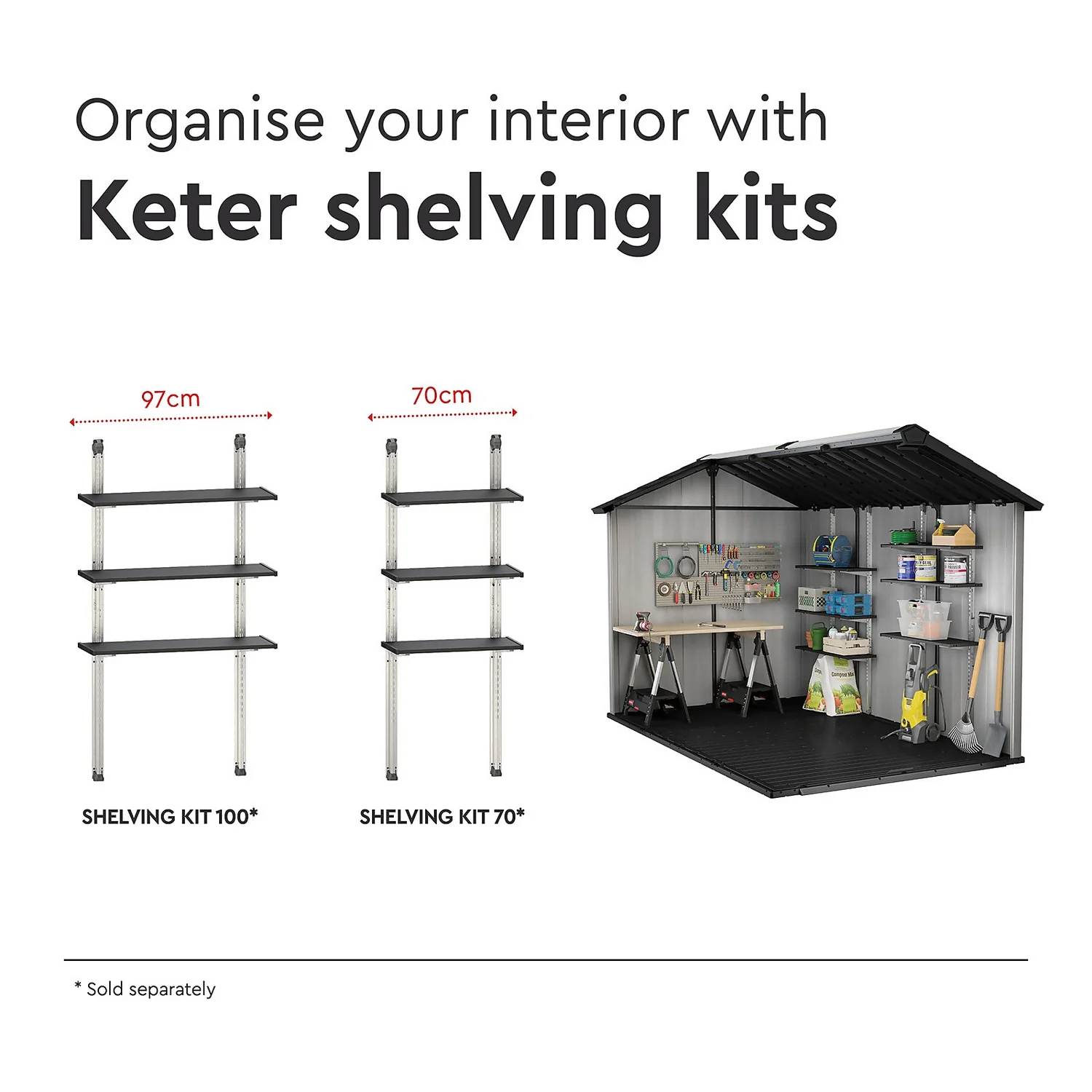 Keter Oakland 7.5 X 11ft Outdoor Garden Apex Storage Shed - Grey - Image 9