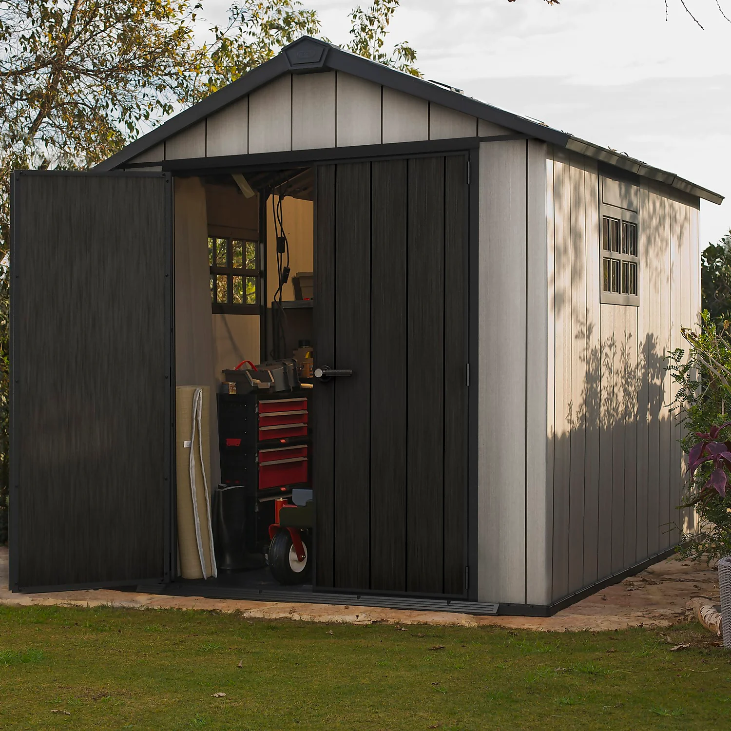 Keter Oakland 7.5 X 11ft Outdoor Garden Apex Storage Shed - Grey - Image 2