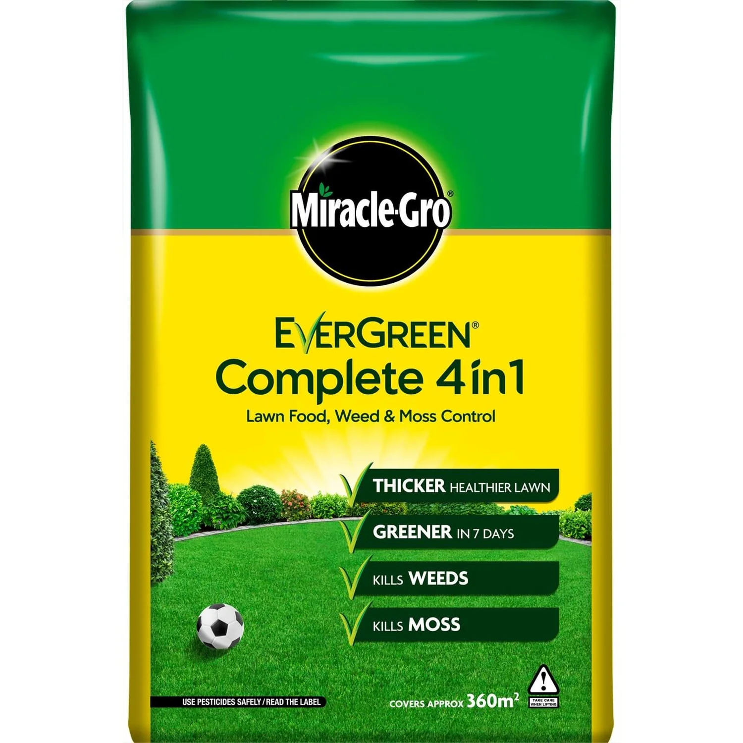 Miracle-Gro EverGreen Complete 4-in-1 Lawn Food, Weed & Moss Killer - 360m2