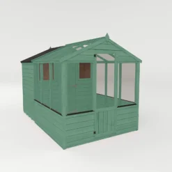 Country Living Grassthorpe 10 X 6ft Traditional Apex Greenhouse Combi Shed Painted + Installation - Aurora Green