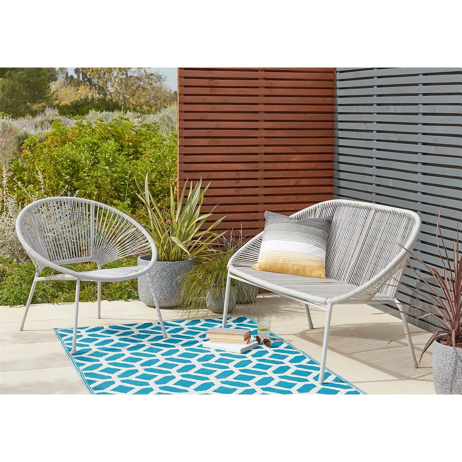 Homebase Acapulco 2 Seater Garden Bench - Grey - Image 2