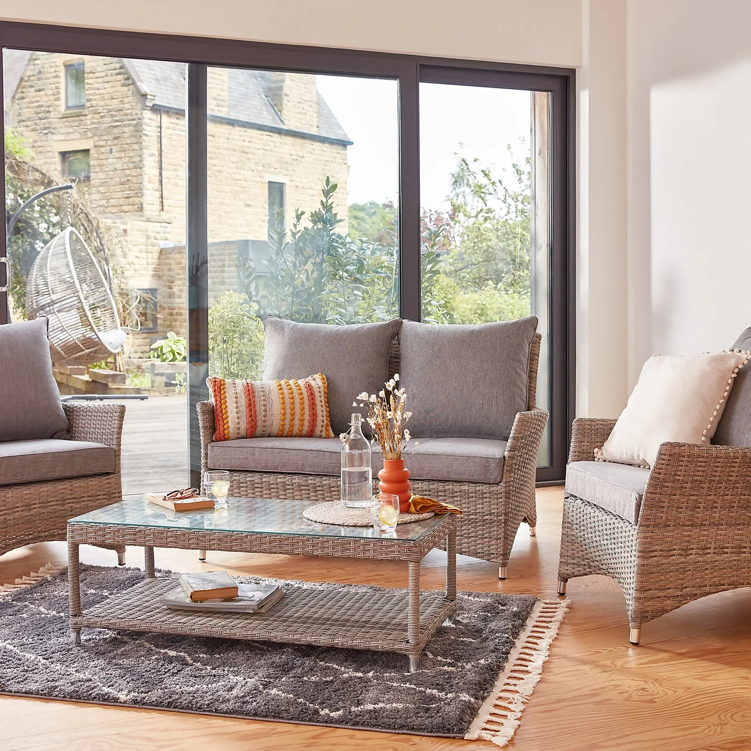 Florence 4 Seater Grey Rattan Garden Sofa Set - Image 2