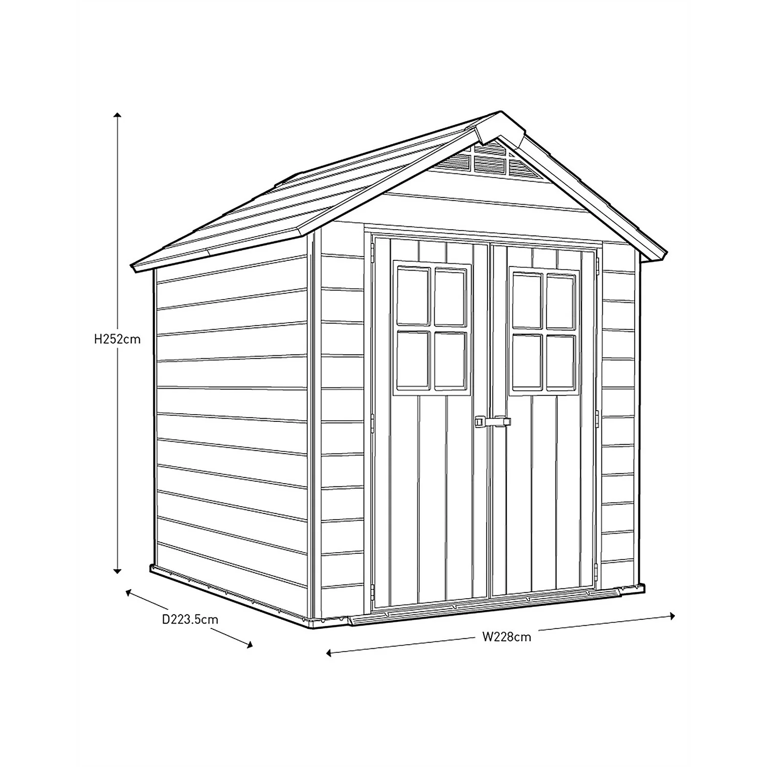 Keter Newton 7.5 X 7ft Outdoor Plastic Garden Storage Shed - Brown - Image 3