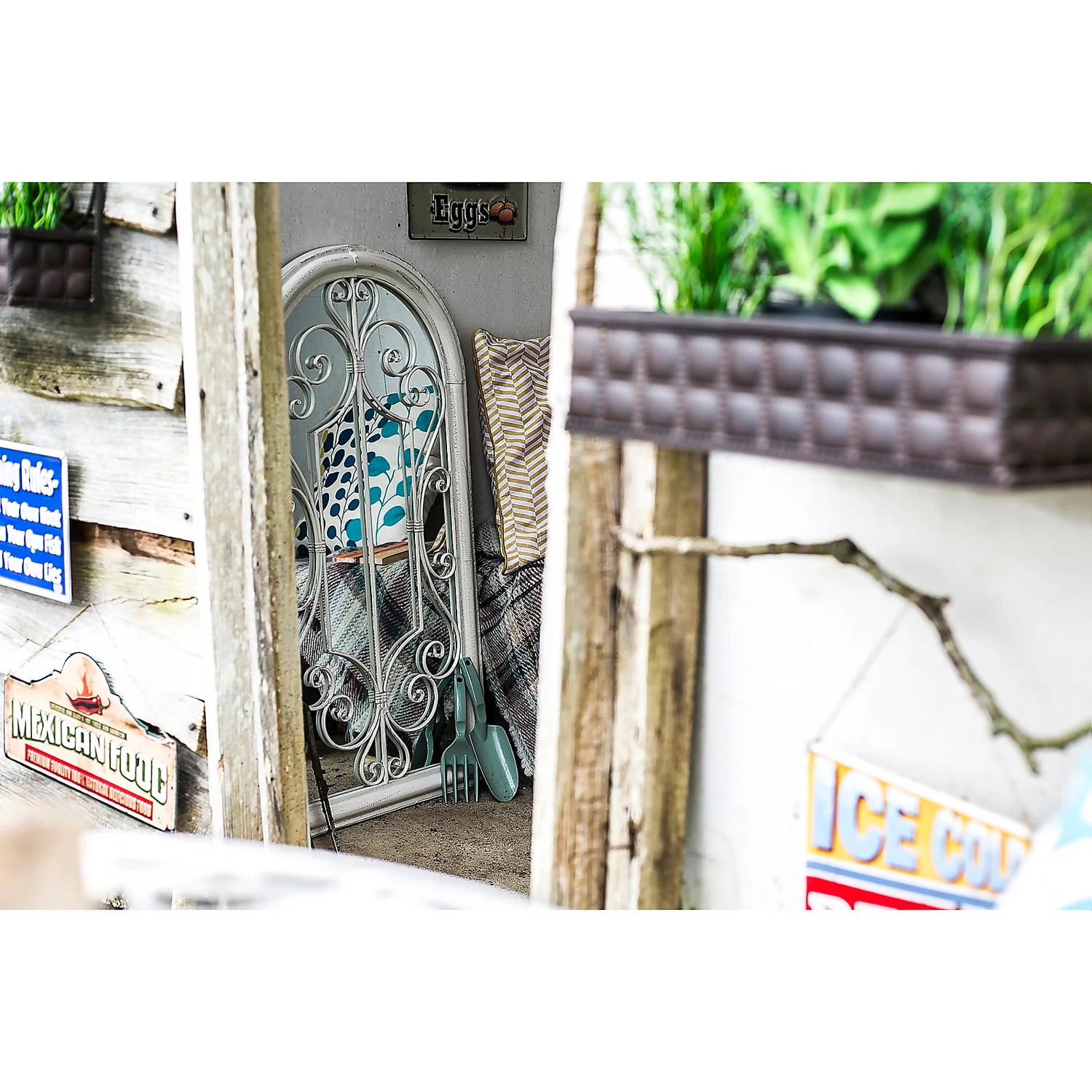 Scrolled Arch Garden Mirror - Image 5