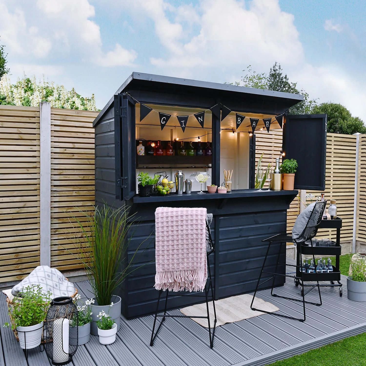 Forest Dip Treated Shiplap Pent Wooden Garden Bar 6 X 3ft - Image 3