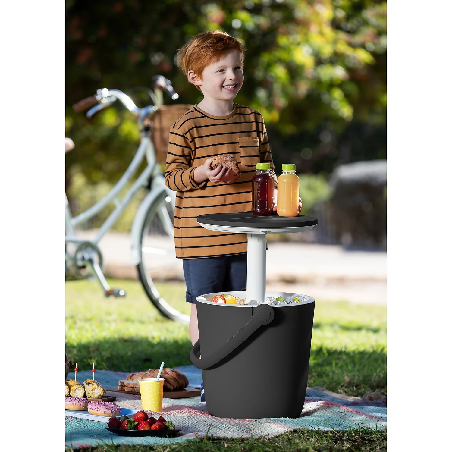 Keter GoBar Outdoor Ice Cooler Table Garden Furniture - Dark Grey / Cream - Image 2