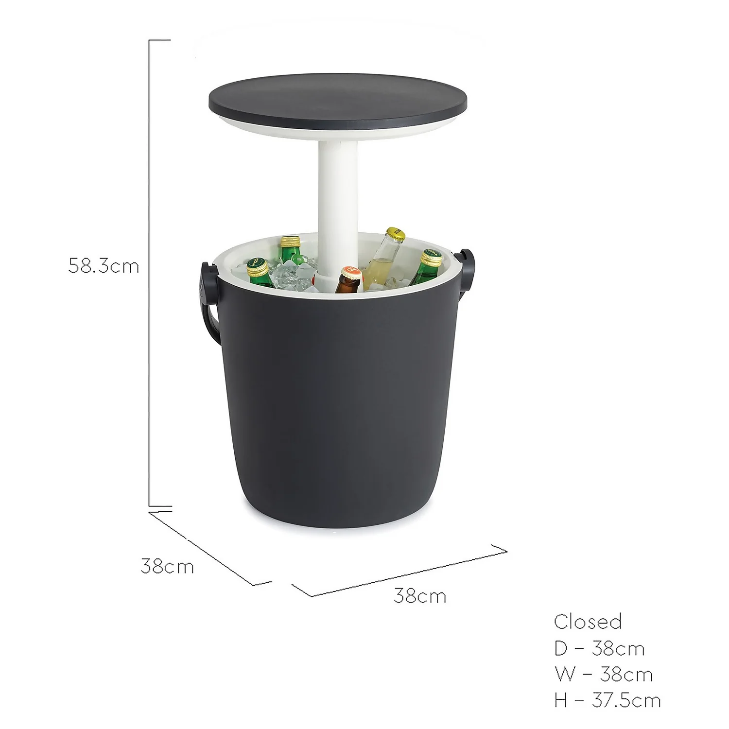 Keter GoBar Outdoor Ice Cooler Table Garden Furniture - Dark Grey / Cream - Image 8