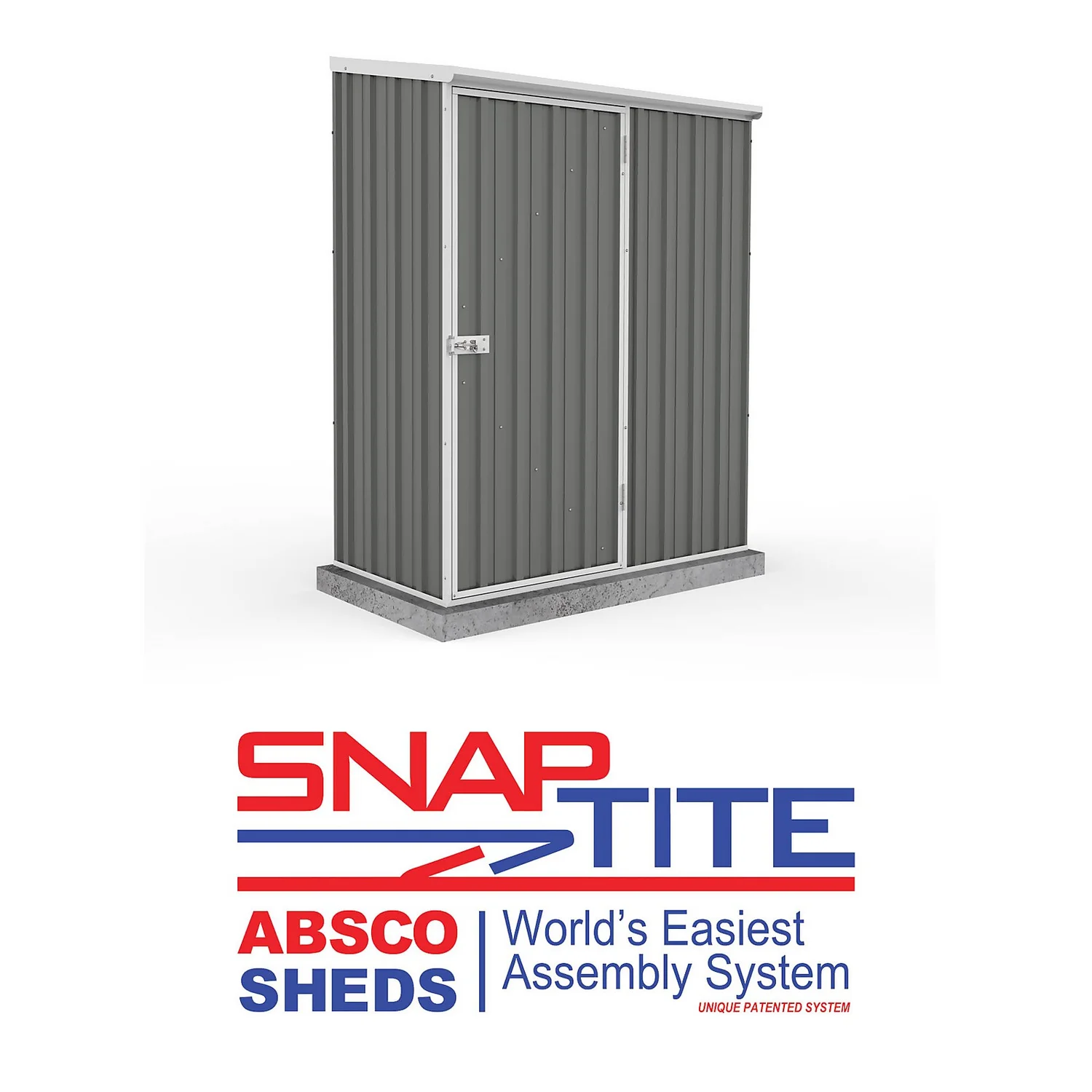 Absco 5 X 3ft Space Saver Metal Pent Shed - Grey - Image 2