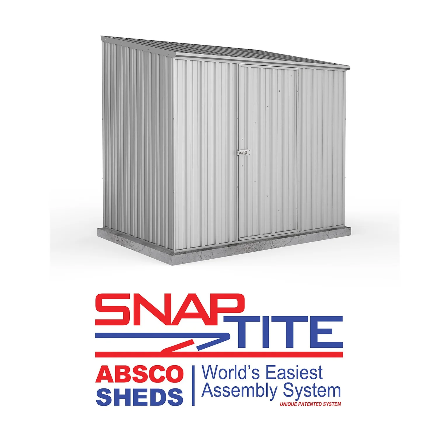 Absco 7.5 X 5ft Space Saver Metal Pent Shed - Zinc - Image 2