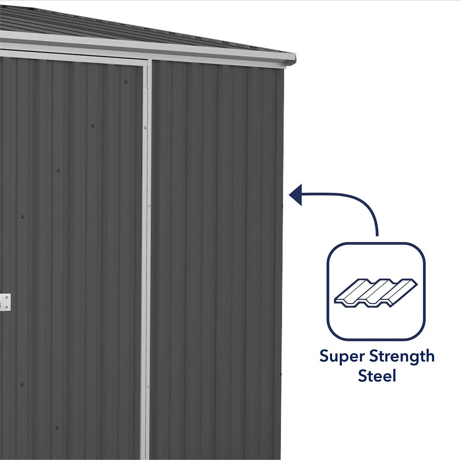Absco 7.5 X 5ft Space Saver Metal Pent Shed - Grey - Image 7