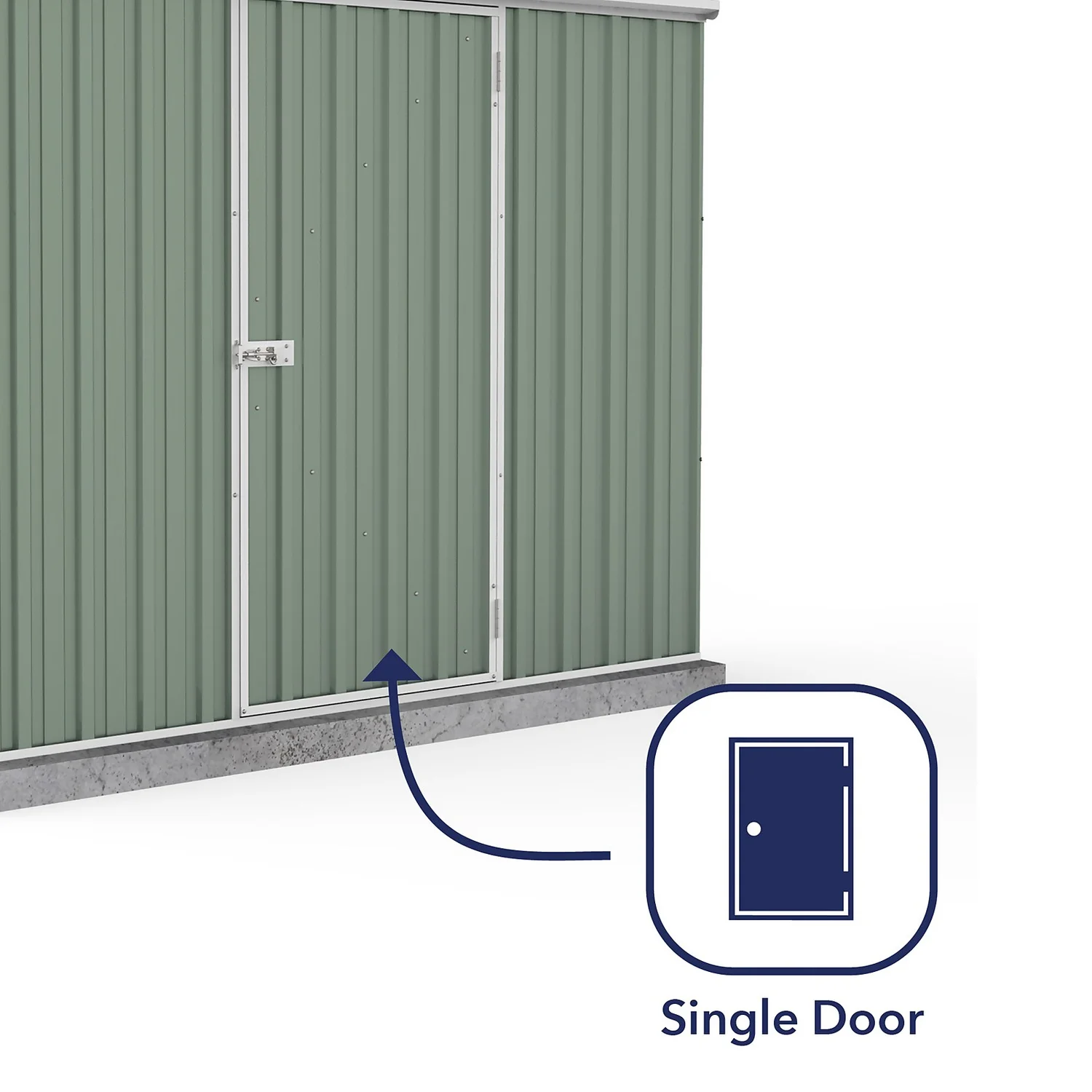 Absco 7.5 X 3ft Space Saver Metal Pent Shed - Green - Image 5
