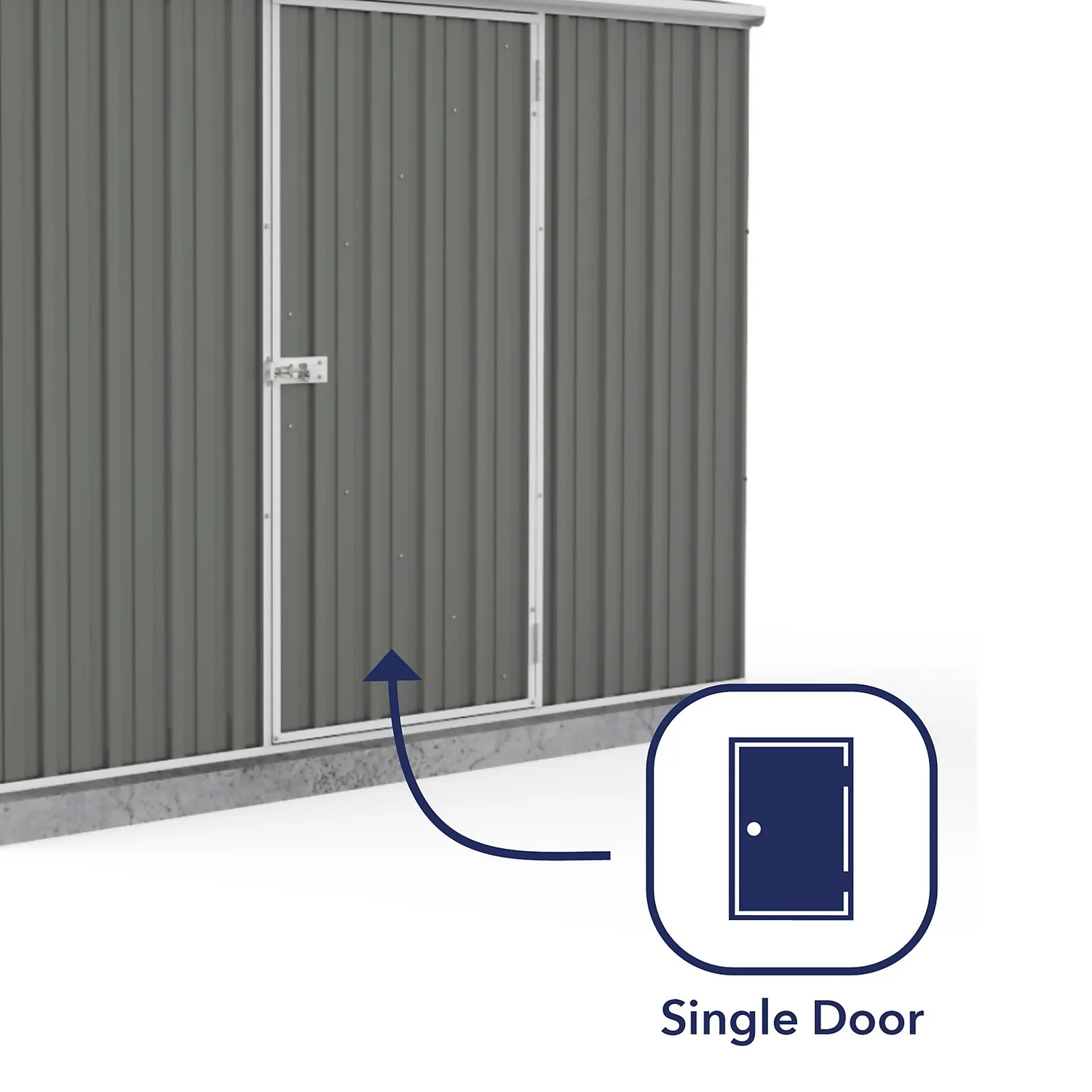 Absco 7.5 X 3ft Space Saver Metal Pent Shed - Grey - Image 5