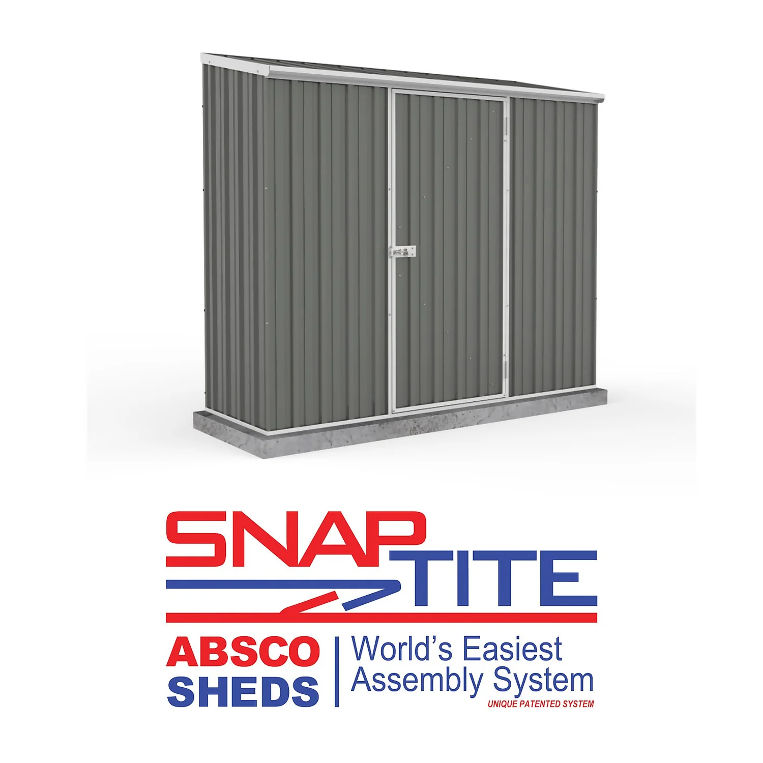 Absco 7.5 X 3ft Space Saver Metal Pent Shed - Grey - Image 2