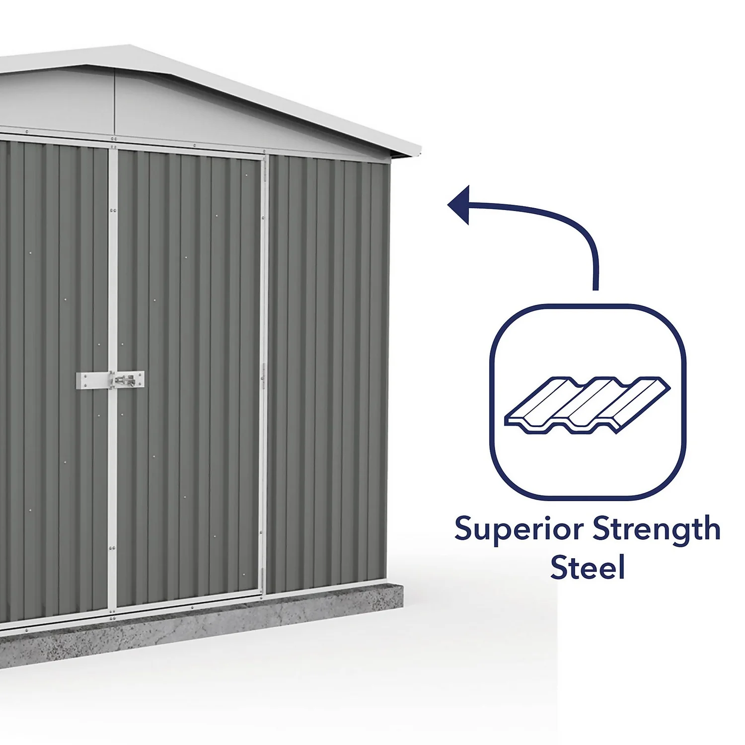 Absco 10 X 5ft Regent Metal Apex Shed - Grey - Image 7