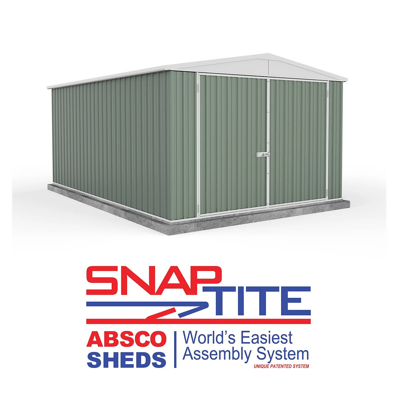 Absco 10 X 15ft Utility Workshop Apex Metal Shed - Green - Image 2