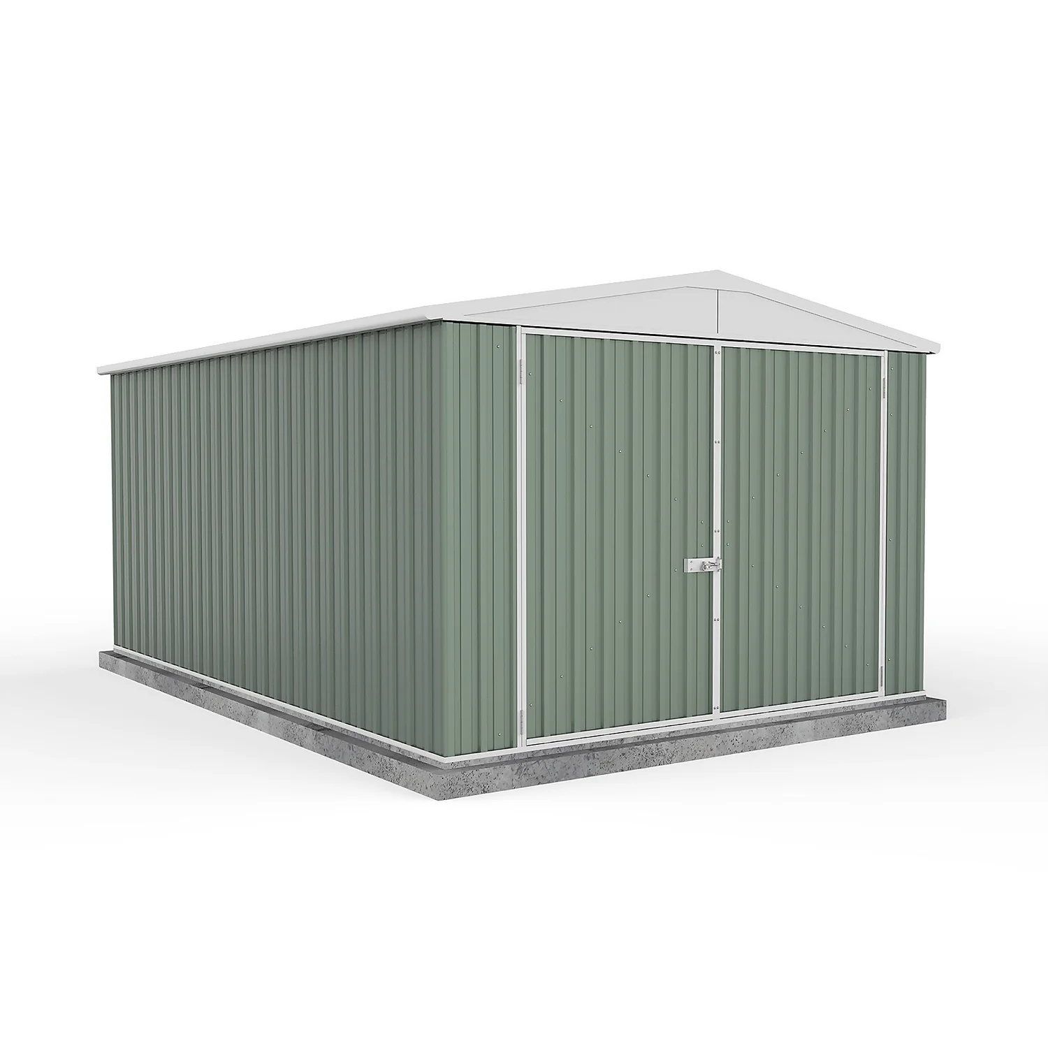 Absco 10 X 15ft Utility Workshop Apex Metal Shed - Green
