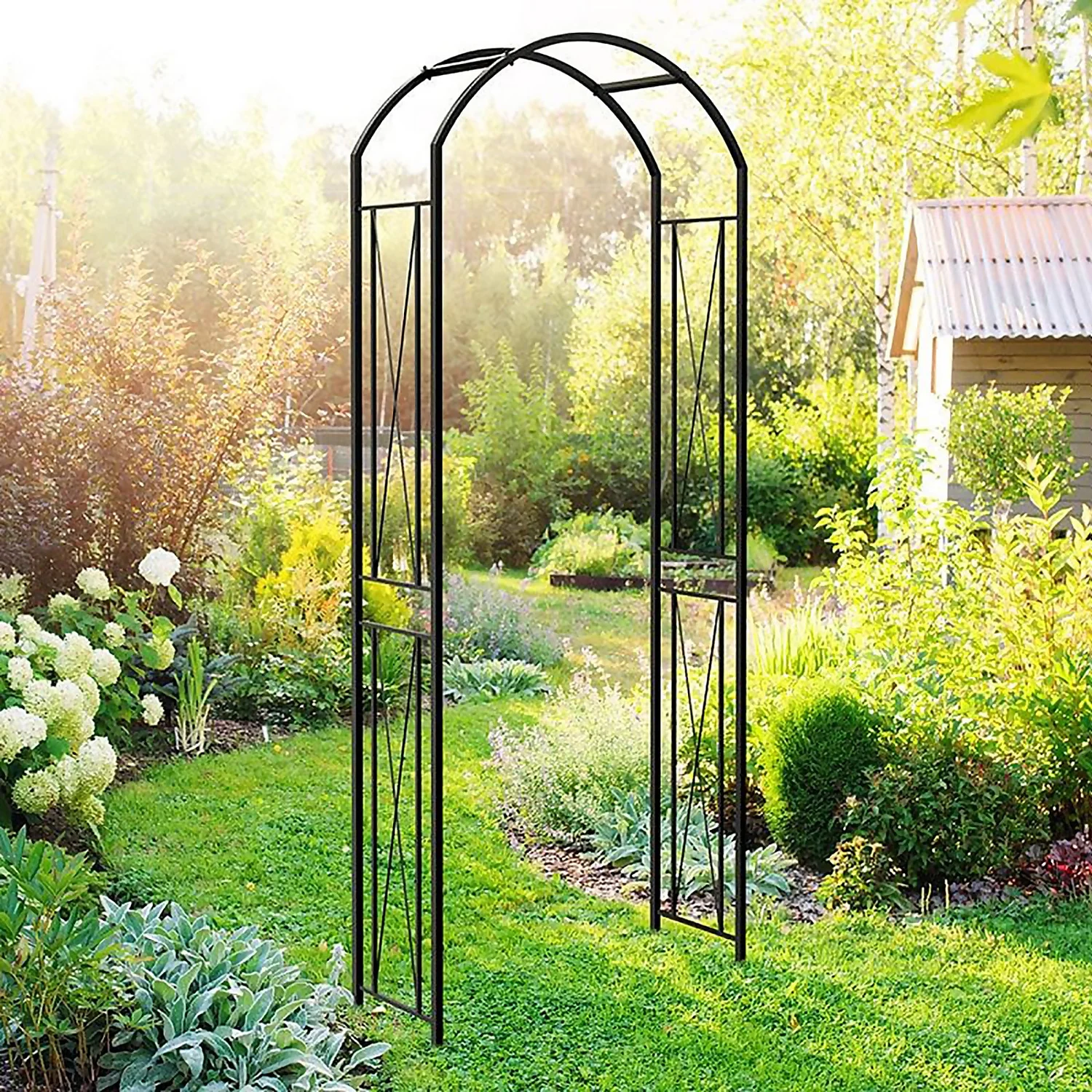 Panacea KD Round Top Garden Arch - Black - Image 2