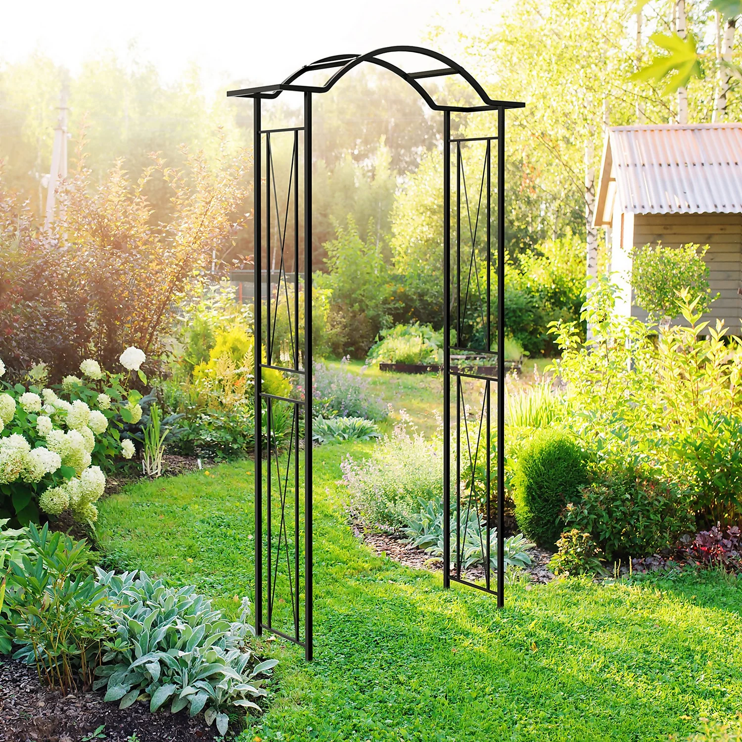Panacea KD Wave Top Steel Garden Arch - Black - Image 2