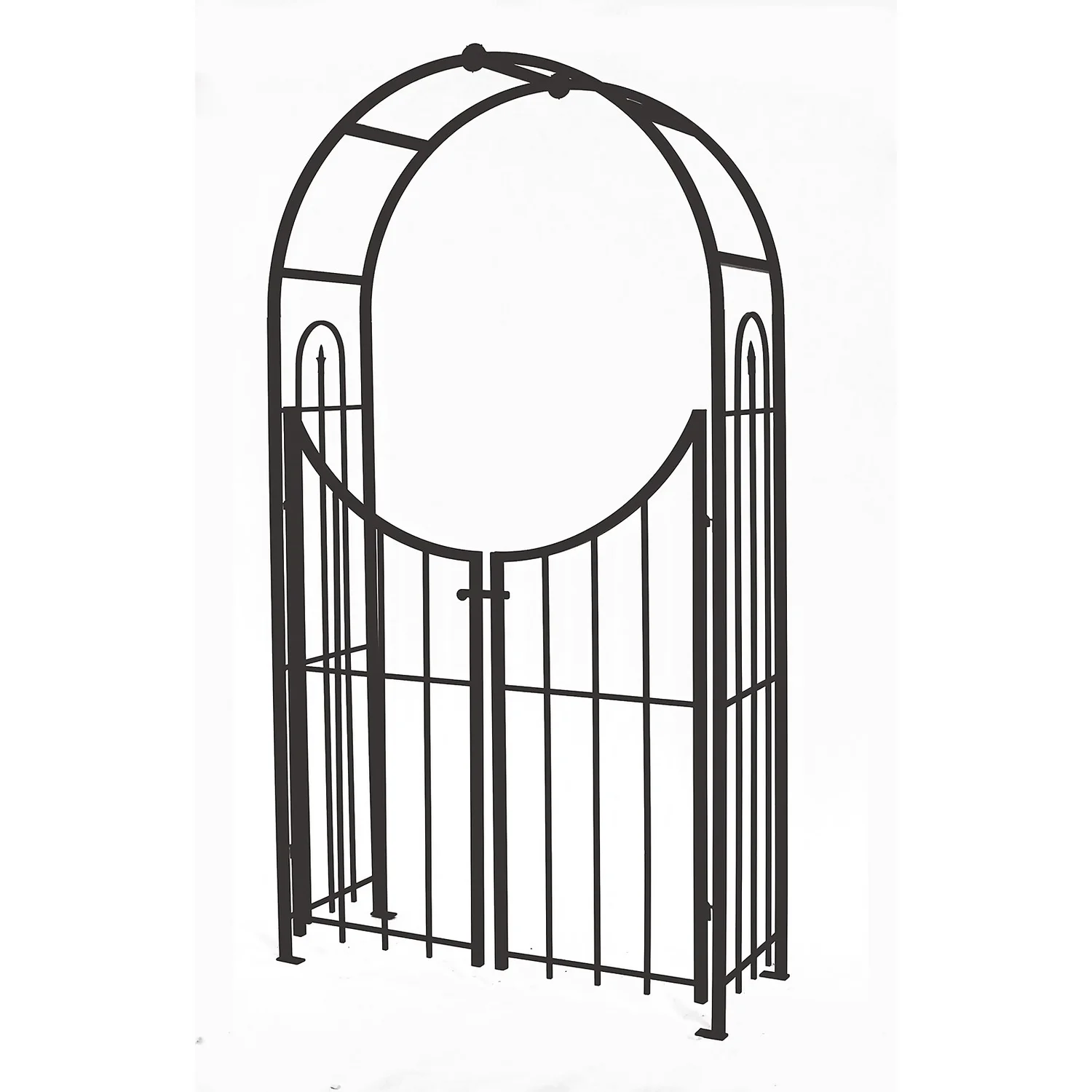 Panacea Arched Top Garden Steel Arch With Gate - Black