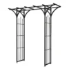 Panacea Flat Top Garden Steel Arch With Finials - Black