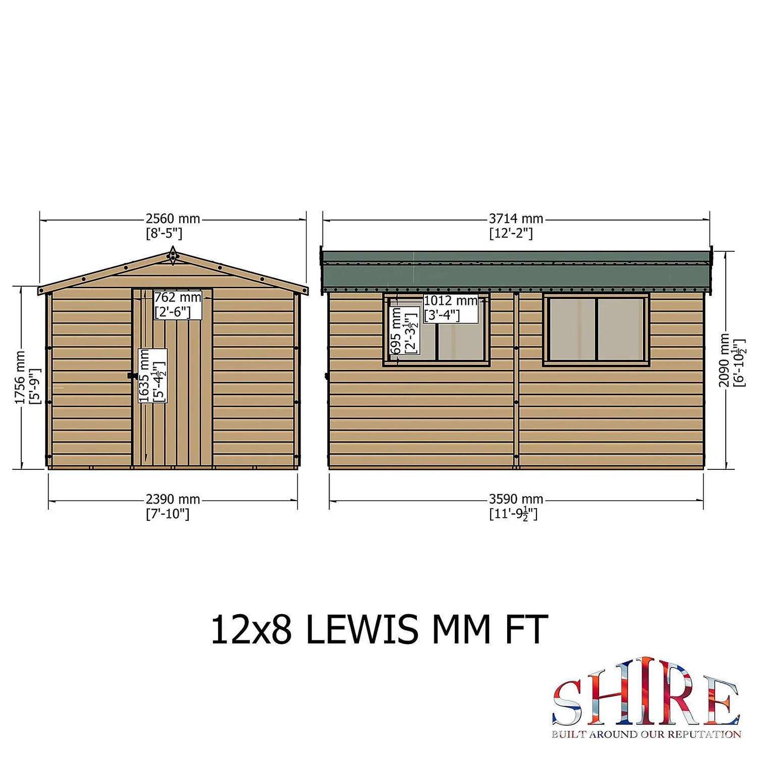 Shire 12 X 8ft Lewis Garden Shed - Image 3