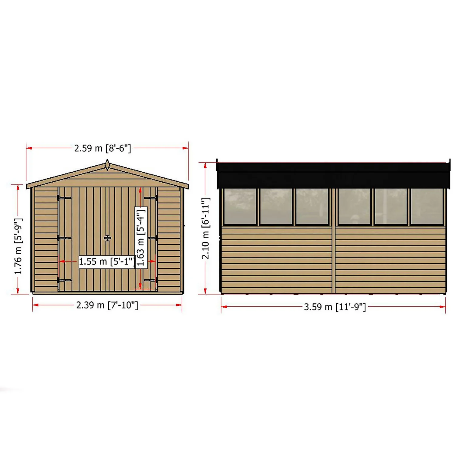 Shire 12x8ft Overlap Garden Shed - Including Installation - Image 3