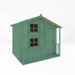 Country Living 8ft X 6ft Premium Colton Double Storey Playhouse With Veranda Painted + Installation - Aurora Green