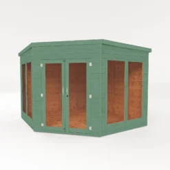 Country Living Premium Ribble 9ft X 9ft Corner Summerhouse Painted + Installation - Aurora Green
