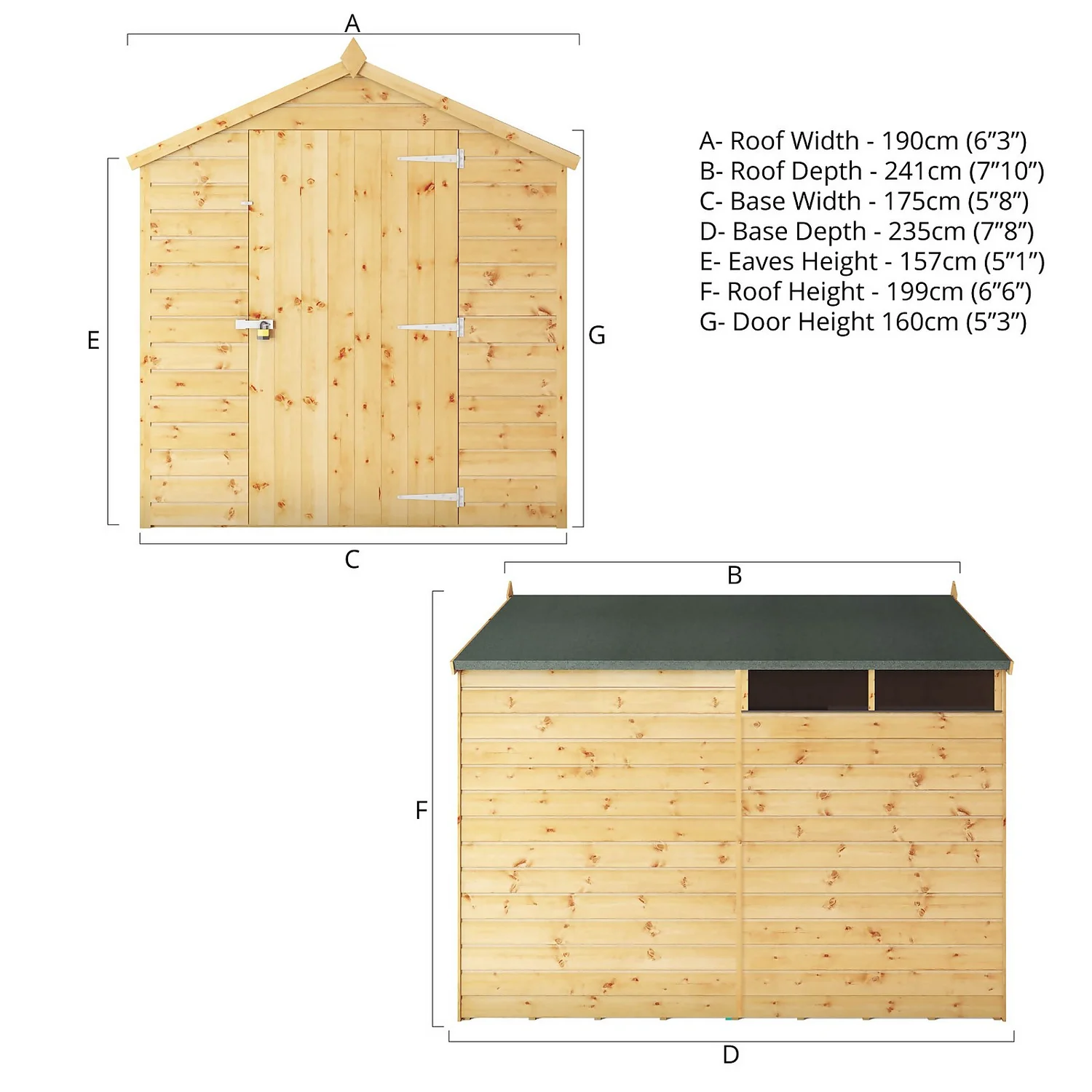 Mercia 8ft X 6ft Premium Shiplap Security Apex Shed - Image 9