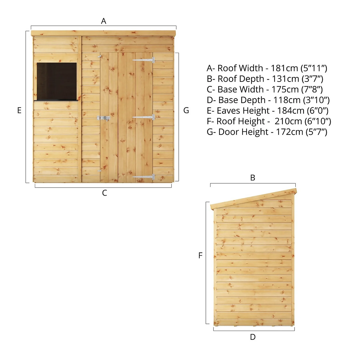 Mercia 6ft X 4ft Premium Shiplap Pent Shed - Including Installation - Image 7