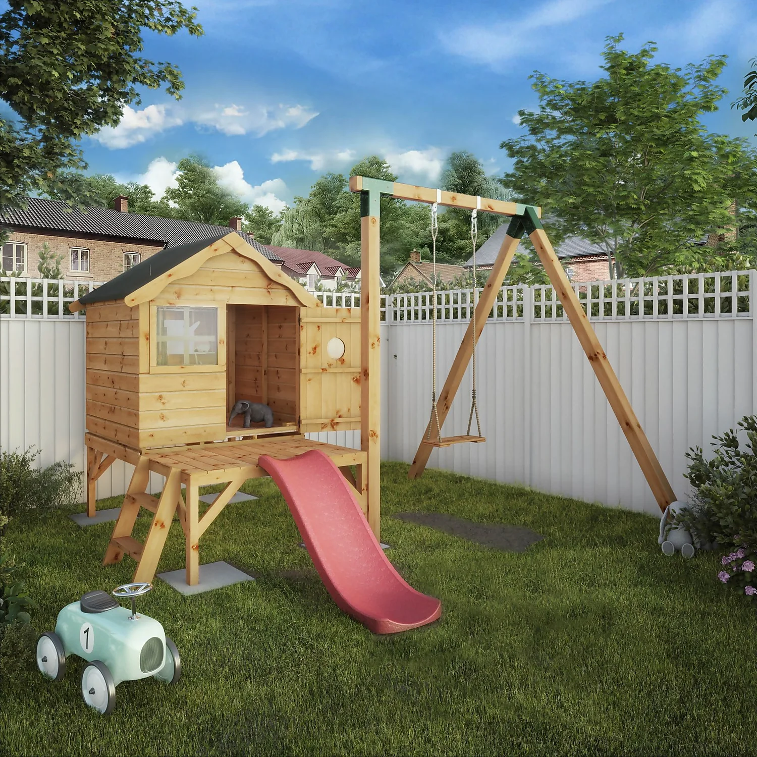 Mercia 4ft X 4ft Snug Wooden Playhouse With Tower - Installation Included - Image 2