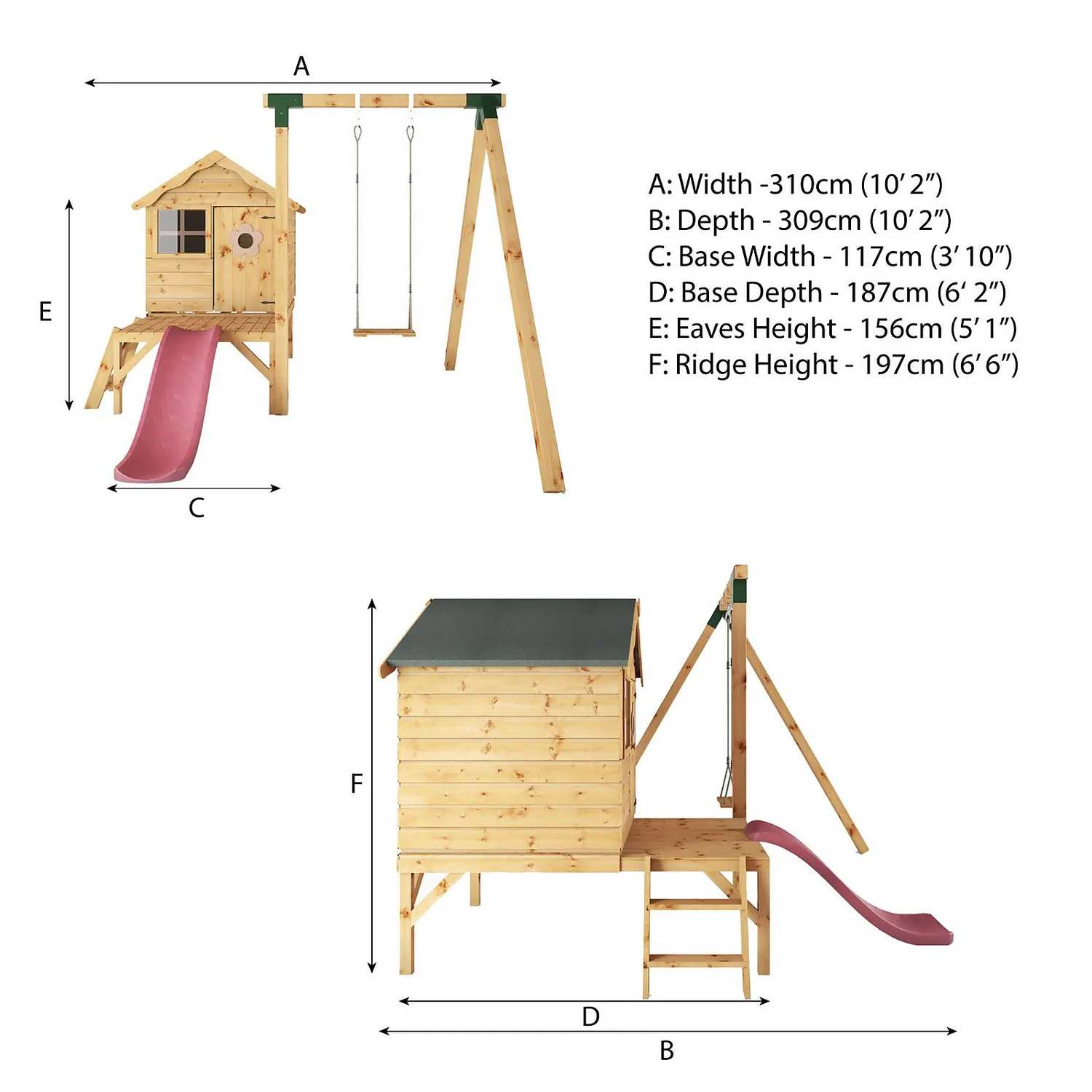 Mercia 4ft X 4ft Snug Wooden Playhouse With Tower - Installation Included - Image 9