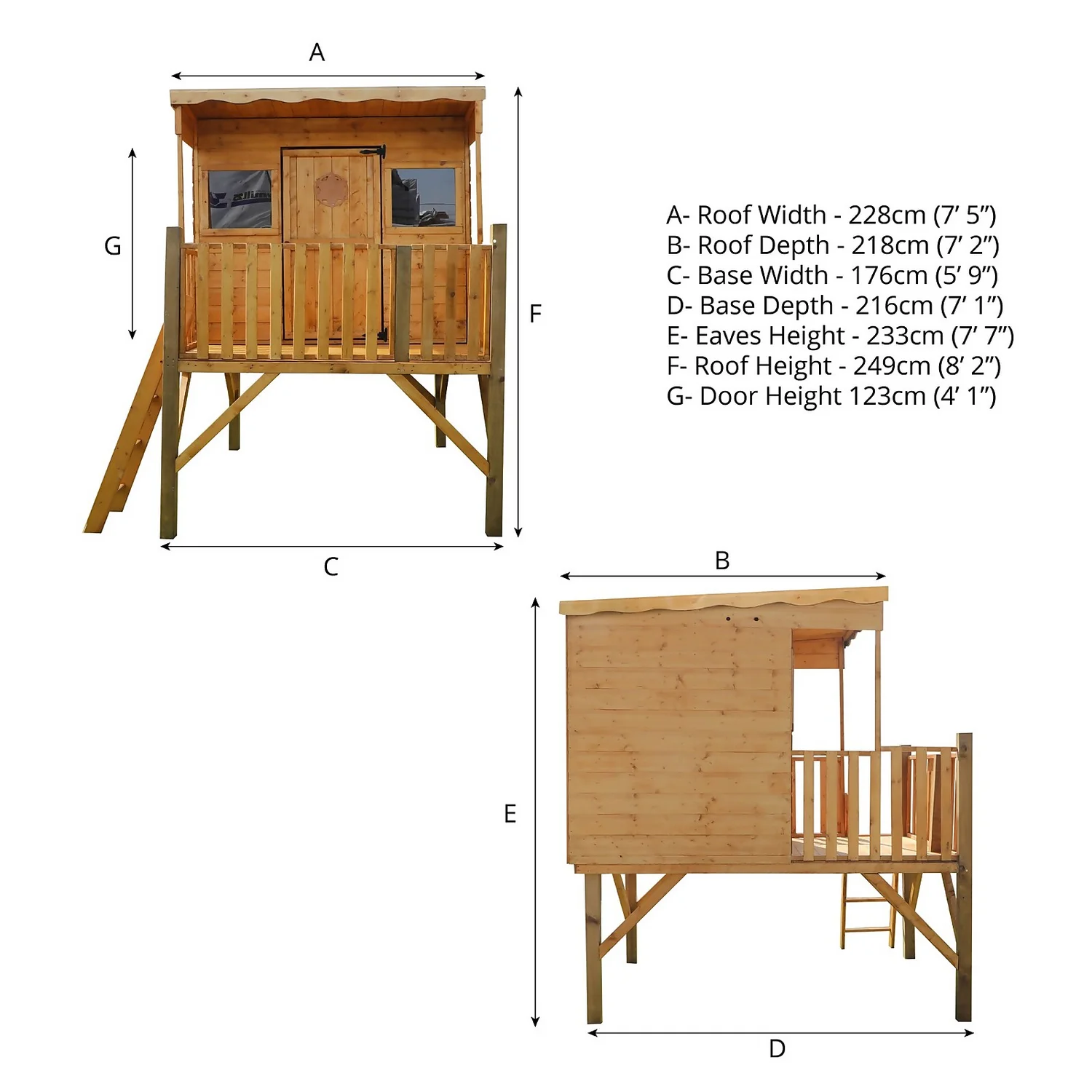 Mercia 5ft X 6ft Pent Wooden Playhouse With Tower - Image 8