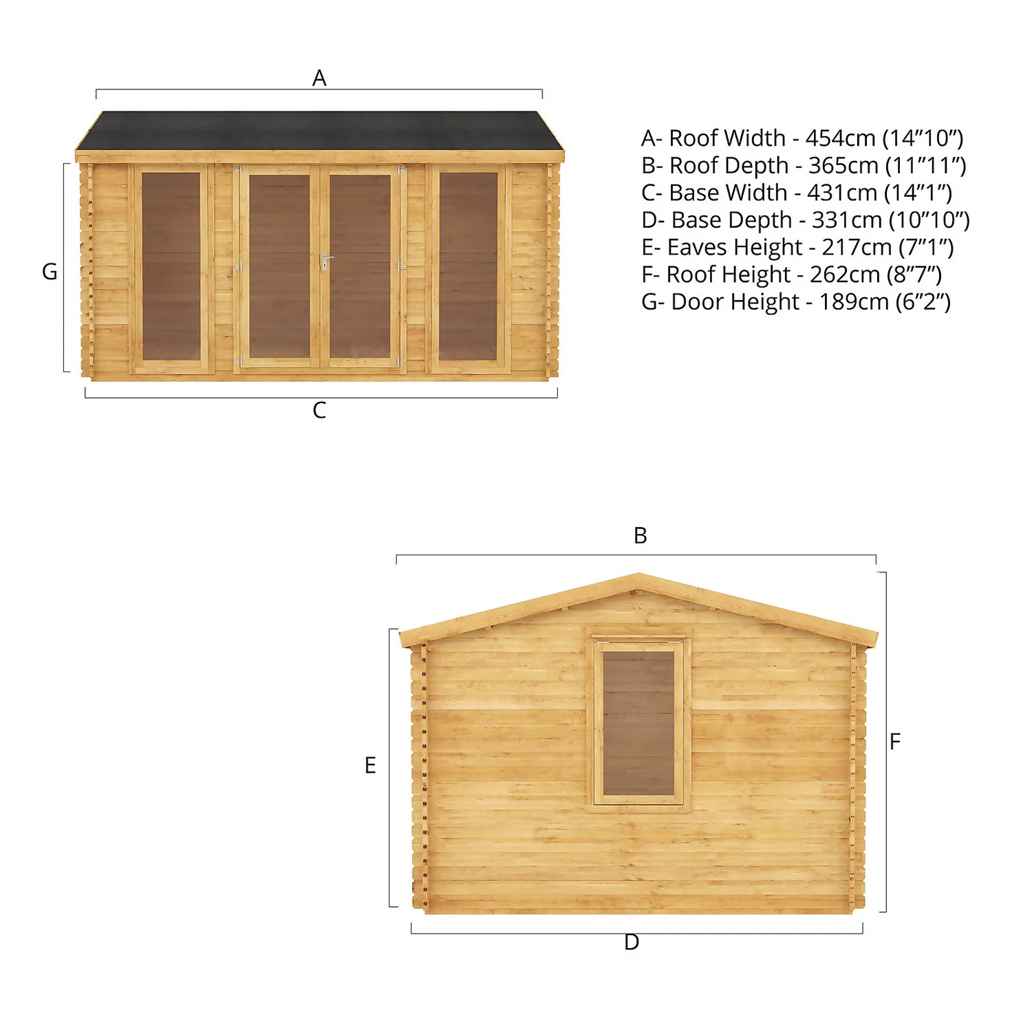 Mercia 4.5m X 3.5m Home Office Log Cabin 34mm - Image 9